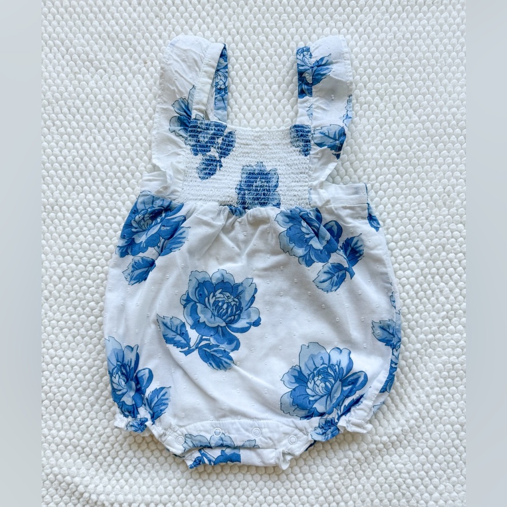 Janie & Jack Floral Bubble Romper - 3-6 Months
